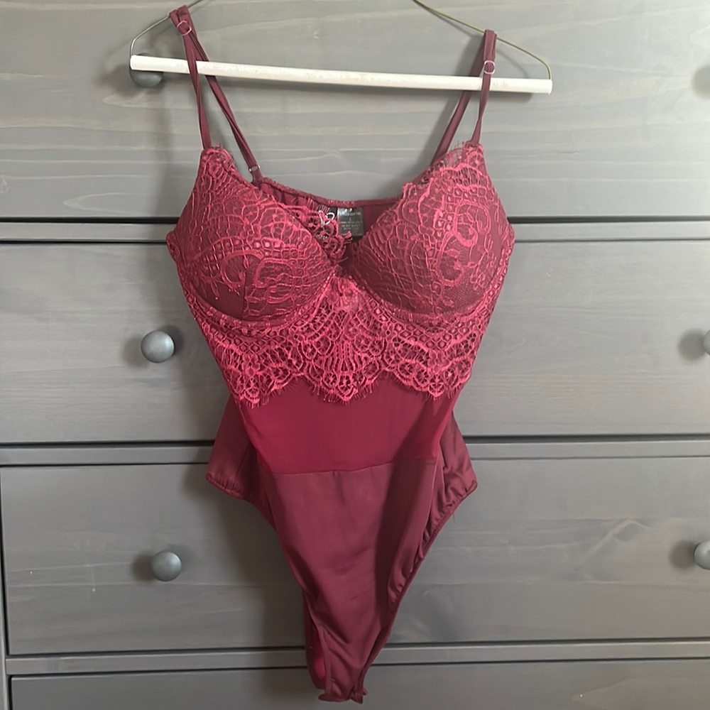 Windsor Deep Wine Red Corset Bodysuit